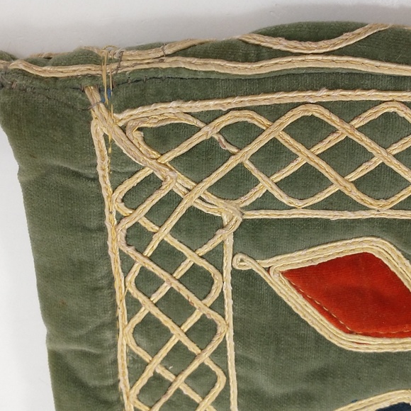 Authentic 70s Vintage Bohemian Velvet Purse Cotton w Applique sm Boho Handbag - Picture 4 of 9